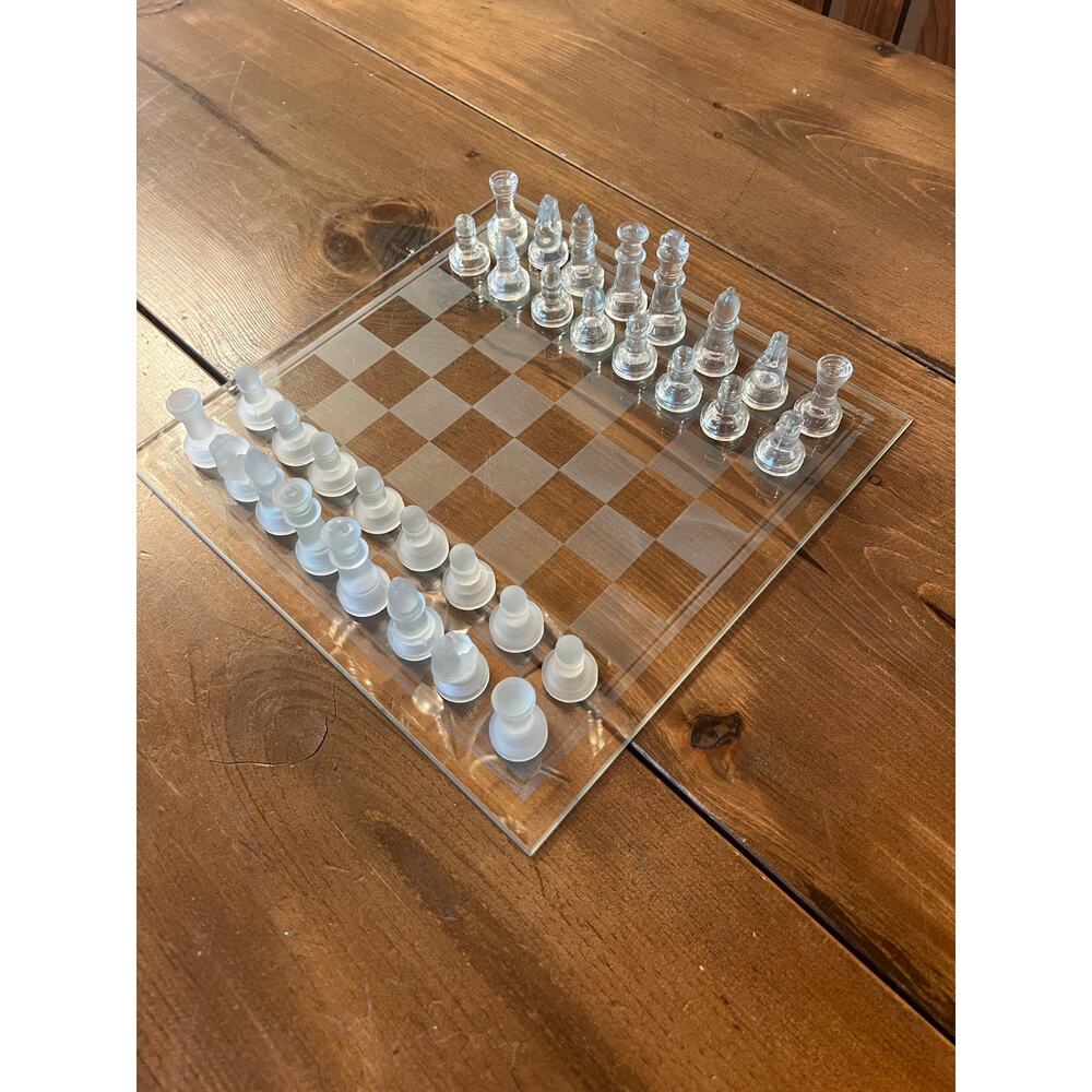 Glass Chess Set Frosted‎ Glass Complete Set
